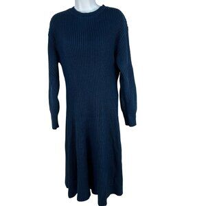 Emery Rose Womens Ribbed Knit Long Sleeve Dress Size Medium Blue